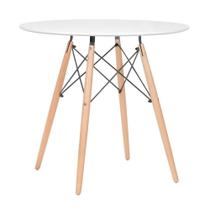 Mesa Eames Eiffel Redondo Tampo De Madeira 80cm Branco Mesa Eames Eiffel Redondo Tampo De Madeira 80cm Branco