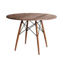 Mesa Eames Eiffel Redondo Tampo de Madeira 90cm Amêndoa