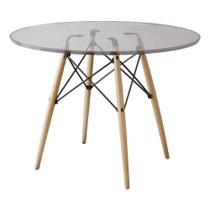 Mesa Eames Eiffel Redondo Tampo de Vidro 110cm