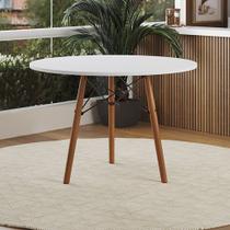 Mesa Eames Eiffel Tampo Redondo Isabella 80cm Mdf 3 Pés em Madeira Branco