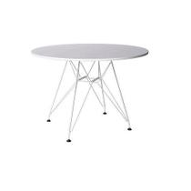 Mesa Eames Ferro Branco Tampo Redondo Madeira Branco 90cm Mesa Eames Ferro Branco Tampo Redondo Madeira Branco 90cm
