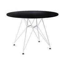 Mesa eames ferro branco tampo redondo madeira preto 90cm