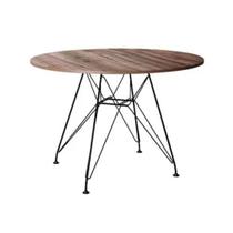 Mesa eames ferro preto tampo de madeira Amêndoa 90cm