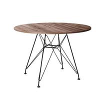 Mesa eames ferro preto tampo de madeira Amêndoa 90cm