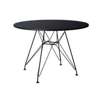 Mesa Eames Ferro Preto Tampo Redondo Madeira Preto 110cm