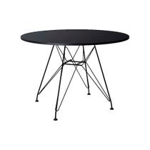 Mesa Eames Ferro Preto Tampo Redondo Madeira Preto 110cm