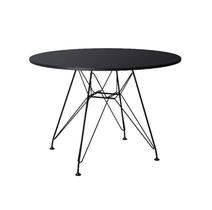 Mesa Eames Ferro Preto Tampo Redondo Madeira Preto 90cm