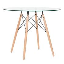 Mesa Eames Tampo de Vidro 90cm Transparente Emporio Tiffany