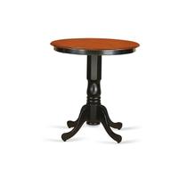 Mesa East West Furniture EDT-BLK-TP Eden Counter Height uma mesa de jantar redonda com base de pedestal, 30 x 30 polegadas, preta e cereja