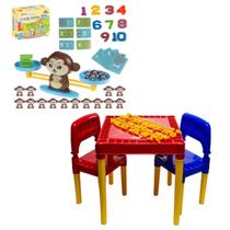 Mesa Educativa Números e 2 Cadeiras + Jogo Matemática Caco