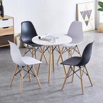 Mesa Eiffel 90cm + 4 Cadeiras Eiffel Preta/Branca