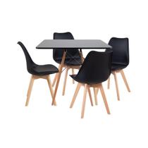 Mesa Eiffel Eames Jantar 80cm Quadrada 4 Cadeiras Leda Wood