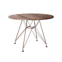 Mesa Eiffel Redonda 110cm Tampo De Madeira Amendôa Com Base De Ferro Cobre Mesa Eiffel Redonda 110cm Tampo De Madeira Amendôa Com Base De Ferro Cobre