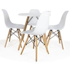 Mesa Eiffel Redonda 70 Cm MDF + 4 Cadeira Eames Eiffel - E-Litoral