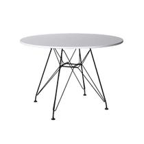 Mesa Eiffel Redonda 90Cm Tampo De Madeira Branco Com Base De Ferro Preto - Cor: Branco Mesa Eiffel Redonda 90Cm Tampo De Madeira Branco Com Base De Ferro Preto - Cor: Branco