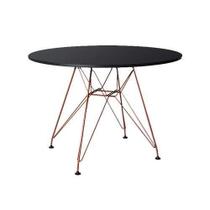 Mesa Eiffel Redonda 90cm Tampo De Madeira Preto Com Base De Ferro Cobre Mesa Eiffel Redonda 90cm Tampo De Madeira Preto Com Base De Ferro Cobre