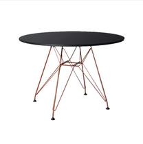 Mesa Eiffel Redonda 90cm Tampo De Madeira Preto Com Base De Ferro Cobre Mesa Eiffel Redonda 90cm Tampo De Madeira Preto Com Base De Ferro Cobre