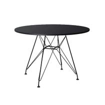 Mesa Eiffel Redonda 90cm Tampo de Madeira Preto com Base de Ferro Preto
