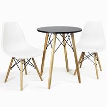 Mesa Eiffel Redonda Preta 60 Cm MDF + 2 Cadeira Eames Eiffel