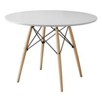 Mesa Eiffel Redondo Tampo de Madeira 90cm Branco Mesa Eiffel Redondo Tampo de Madeira 90cm Branco