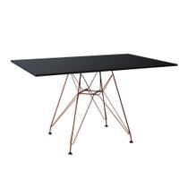 Mesa Eiffel Retangular 120X75 Tampo De Madeira Preto Com Base De Ferro Cobre Mesa Eiffel Retangular 120X75 Tampo De Madeira Preto Com Base De Ferro Cobre