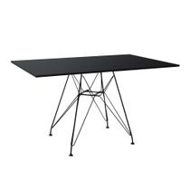 Mesa Eiffel Retangular 120x75 Tampo De Madeira Preto Com Base De Ferro Preto