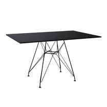 Mesa Eiffel Retangular 120x75 Tampo De Madeira Preto Com Base De Ferro Preto