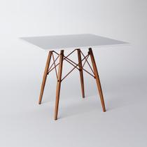 Mesa Eiffel Wood Cobre Tampo de Madeira Quadrado 90 Cm Branco New Green