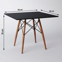 Mesa Eiffel Wood Tampo Quadrado de Madeira 90cm Preto