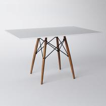 Mesa Eiffel Wood Tampo Retangular de Madeira 120 X 75 Cm Branco Asturias