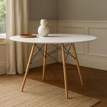 Mesa Elegance Eiffel Eames 100cm MDF Redonda Branca Sala Jantar Cozinha Moderna