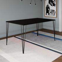 Mesa Elen Tampo Retangular 140 X 80 Cm de Madeira Preto Asturias