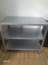 Mesa em Aço Galvanizado com 2 prateleiras lisas em baixo LANÇAMENTO 90x50x81 alt Mesa em Aço Galvanizado com 2 prateleiras lisas em baixo LANÇAMENTO 90x50x81 alt