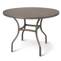 Mesa em Alumínio com Tampo Ripado com 100cm Pintura Eletrostática Bege/Fendi