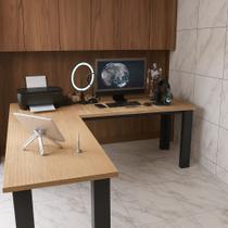 Mesa Em L 150x150 Home Office Estudo Preta Ou Mel Mesa Em L 150x150 Home Office Estudo Preta Ou Mel