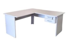 Mesa em L Branca c/ 2 Gavetas Mdp 25mm med.: 1500x600x740mm Pé Painel