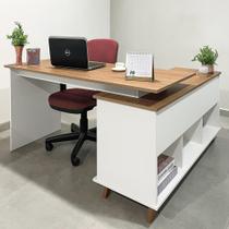 Mesa em L Branca com Cedro Oggi Novara Mesa em L Branca com Cedro Oggi Novara