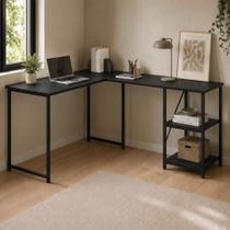 Mesa em L Com prateleira Office em MDF Estilo Insdustrial KLM Store Mesa em L Com prateleira Office em MDF Estilo Insdustrial KLM Store