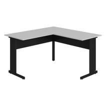Mesa em L Escritório New City Pé Metal 1,35 cm Cinza com Preto Web Office