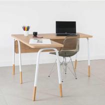 Mesa em L Escrivaninha 120cm Pés em Metal e Madeira