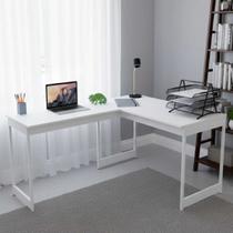 Mesa Em L Estilo Industrial Escrivaninha De Canto Escritório Estudo Beni Camaleão Cor:Nogal/Pés Brancos