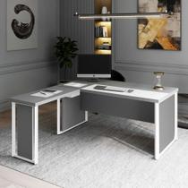 Mesa em L Executiva Diretor Esquerda 160cm x 170cm com Caixa de Tomadas e Porta Objetos F5 Office
