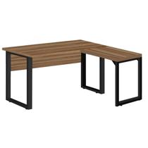 Mesa em L (Mesa 1,70m + Mesa Auxiliar) - S/ Gavetas - WORKSTART - NOGAL SEVILHA/PRETO - 24478