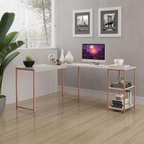Mesa Em L Office Em Mdf Estilo Insdustrial Klm Store Bronze Com Off White Mesa Em L Office Em Mdf Estilo Insdustrial Klm Store Bronze Com Off White