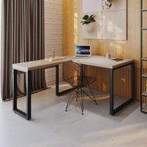 Mesa Em L Operacional 135x160x75cm Yon - Off White-est.preta Off White-est.preta