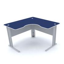 Mesa em l p/ escritório 120x120 pandin maxxi - azul/cinza