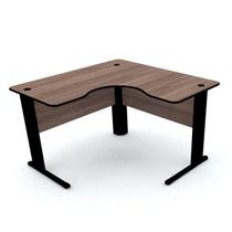 Mesa em l p/ escritório 120x120 pandin maxxi - walnut/preto