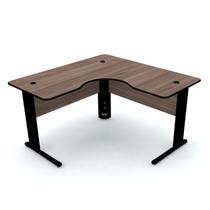 Mesa em l p/ escritório 150x150 pandin maxxi - walnut/preto