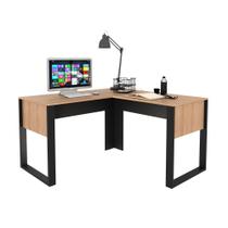 Mesa em L para Escritório 136x136cm Tecnomobili Amêndoa/Preto - ME4181 Mesa em L para Escritório 136x136cm Tecnomobili Amêndoa/Preto - ME4181