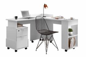 Mesa em L para Escritório Alessa Branco - Lukaliam Móveis